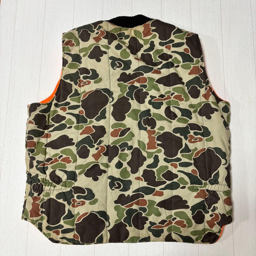 Wallsウォールズ　ダックハンターカモフラージュリバーシブルベスト　古着　中綿