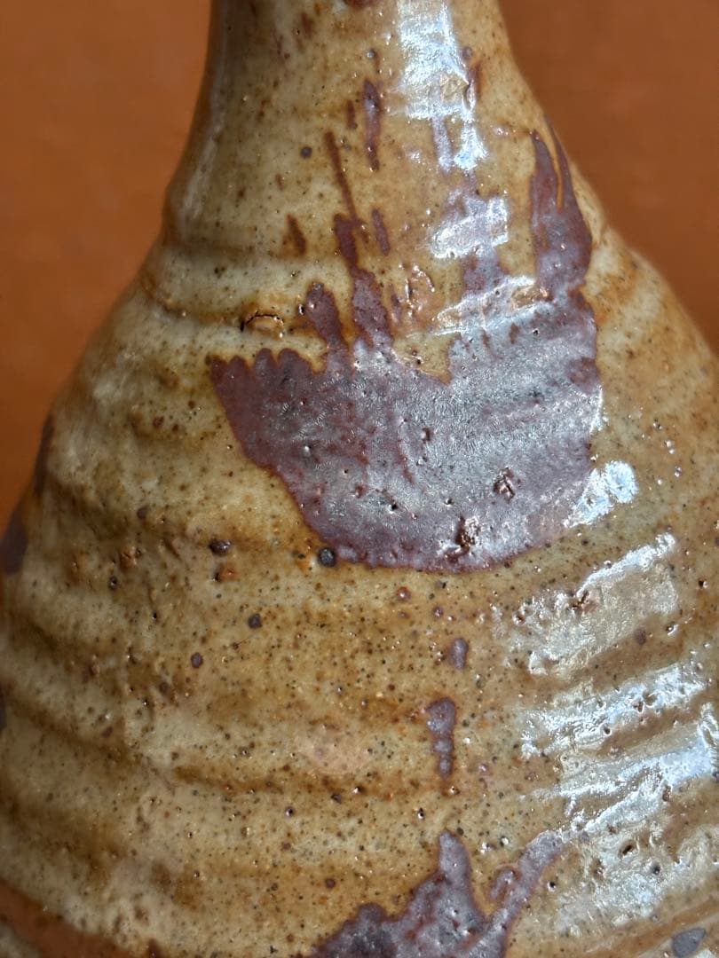 やまちゃん河井寛次郎作灰鉄釉七寸蕪形徳利瓶　冬の森に咲く寒椿　一品物