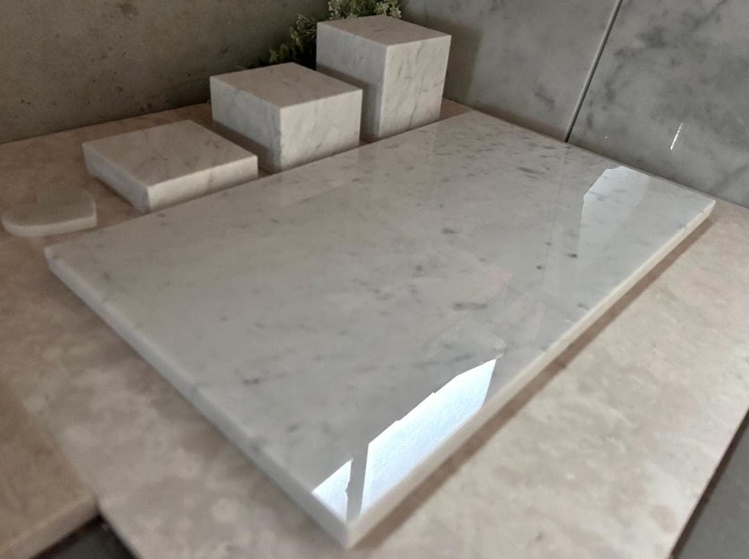 天然白大理石ブロック・プレート●5点セット●アクセサリー　ディスプレイ●送料無料