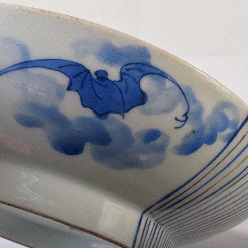 k8t　伊万里焼　古伊万里　染付　乱線草兎花文　高台皿　7692