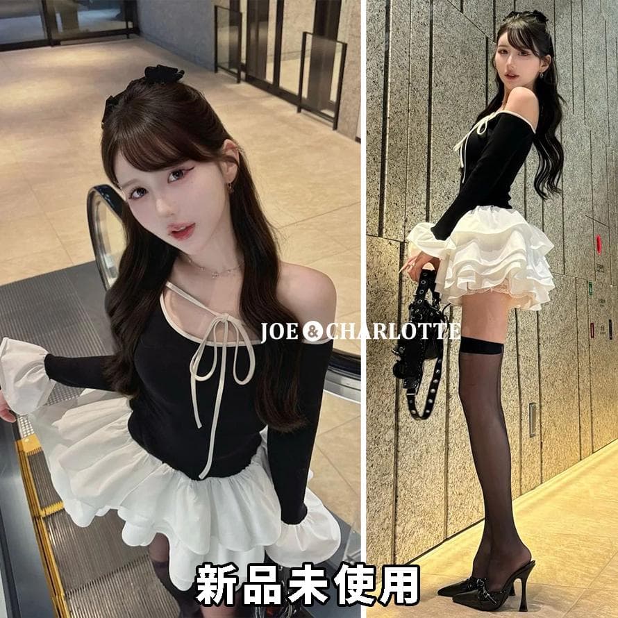 ダーリッチ darich デザインネックリボンミニワンピース ブラック FREE