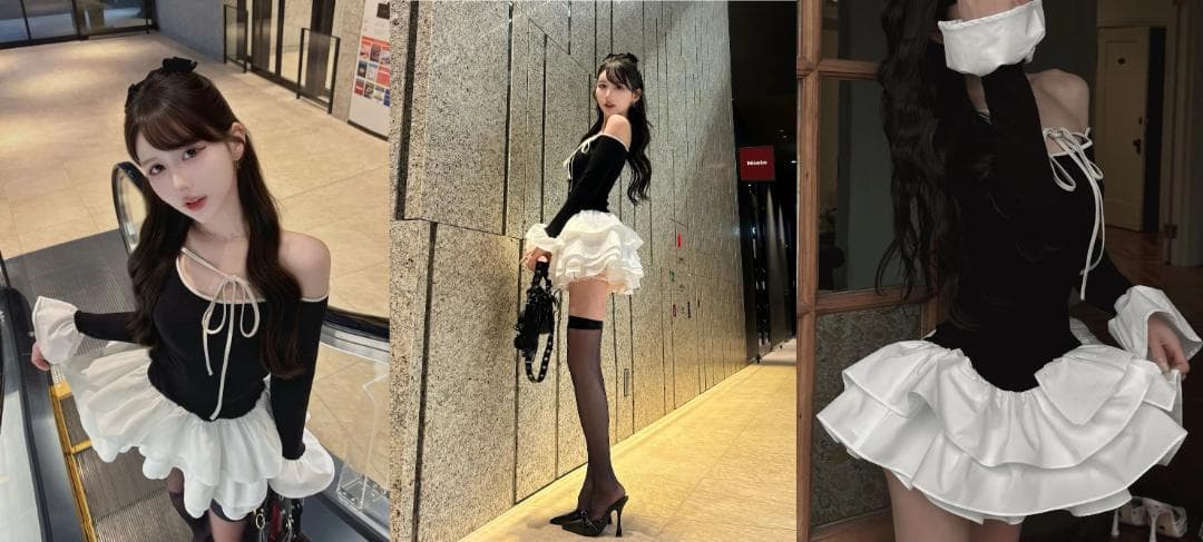 ダーリッチ darich デザインネックリボンミニワンピース ブラック FREE