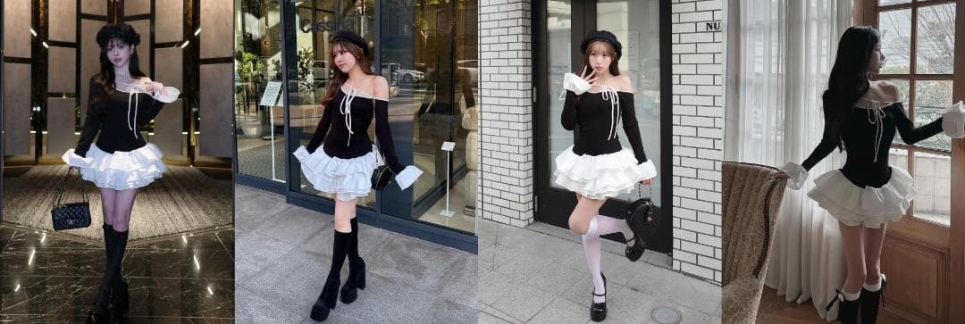 ダーリッチ darich デザインネックリボンミニワンピース ブラック FREE