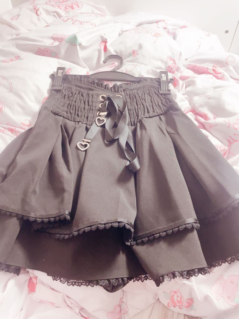 LIZLISA リズリサ 2連リボンベルトスカパン 黒