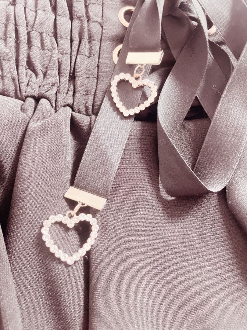 LIZLISA リズリサ 2連リボンベルトスカパン 黒