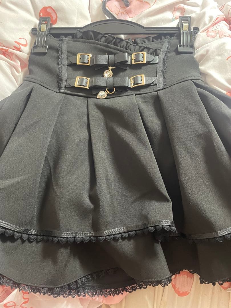 LIZLISA リズリサ 2連リボンベルトスカパン 黒