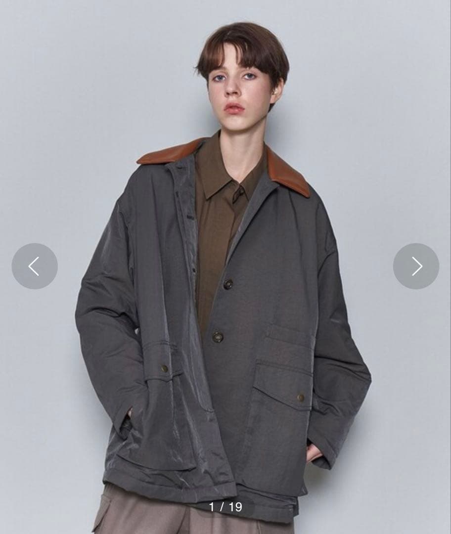 6(roku)　ナイロン レザーカラーコート　ピンク　36