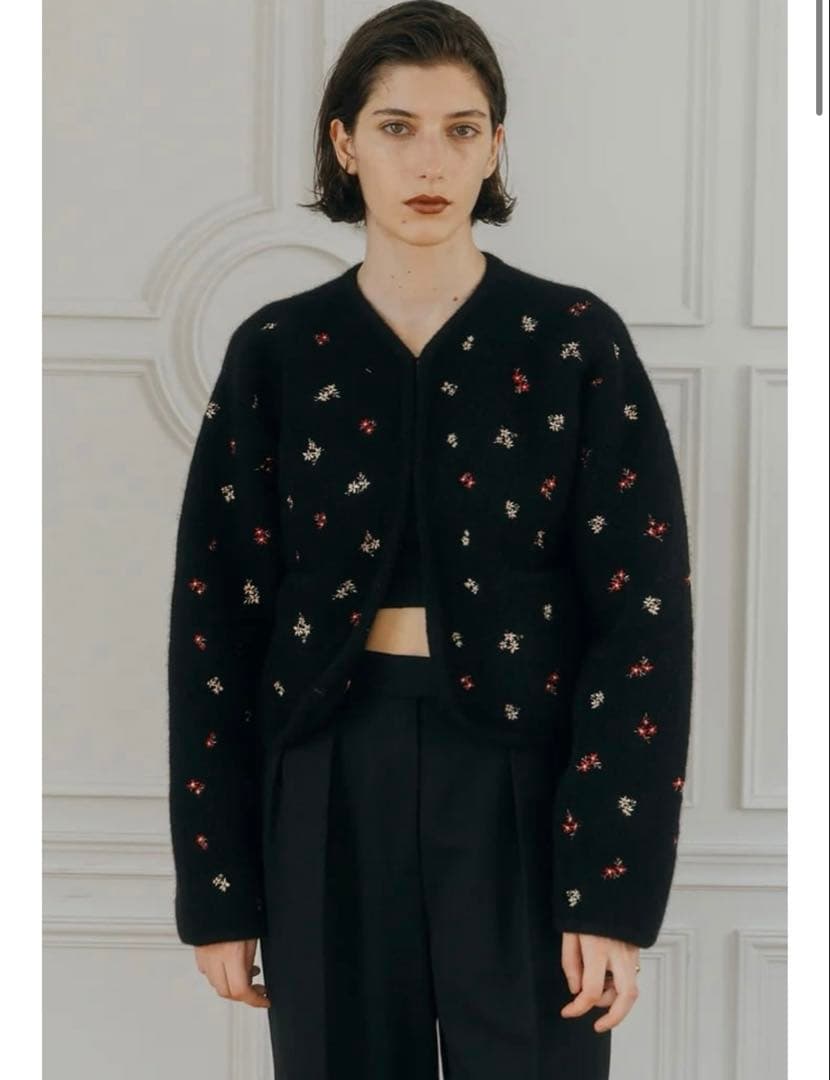 トップス CREDONA FLOWER EMBROIDERY KNIT JACKET