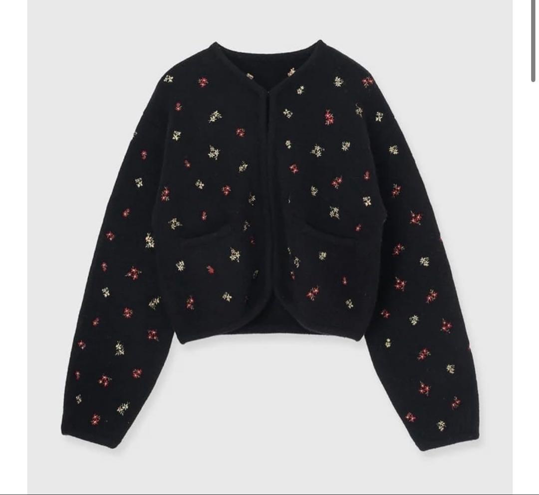 トップス CREDONA FLOWER EMBROIDERY KNIT JACKET