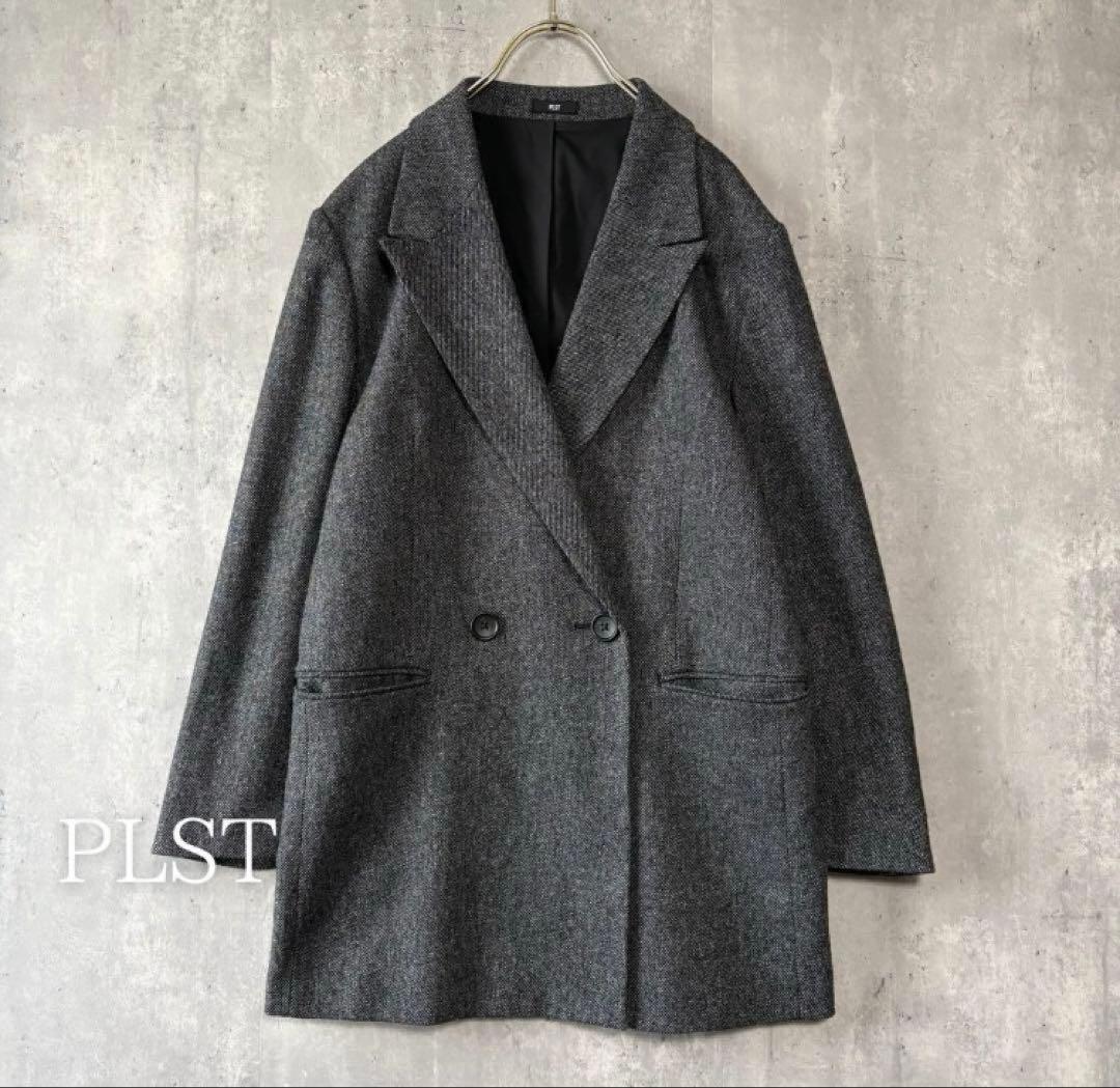 プラステ PLST ウールブレンドリラクシーダブルジャケット S ダークグレー