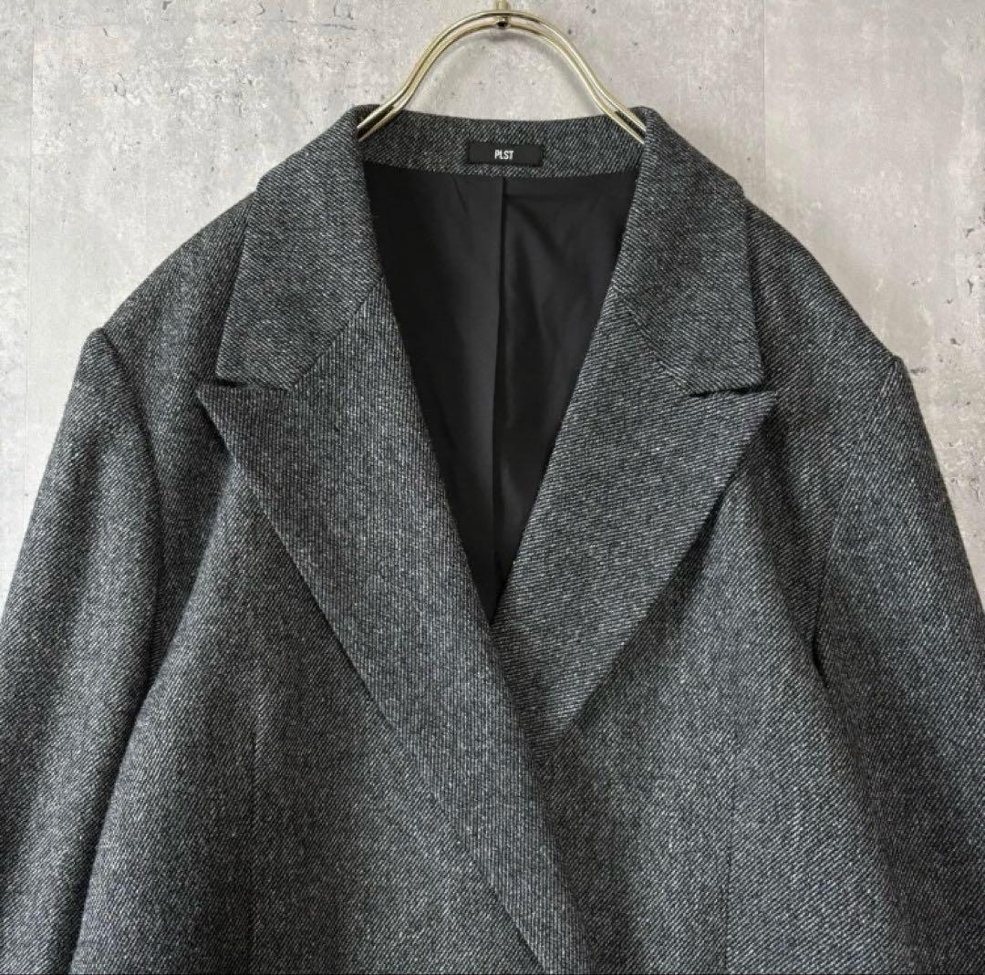 プラステ PLST ウールブレンドリラクシーダブルジャケット S ダークグレー