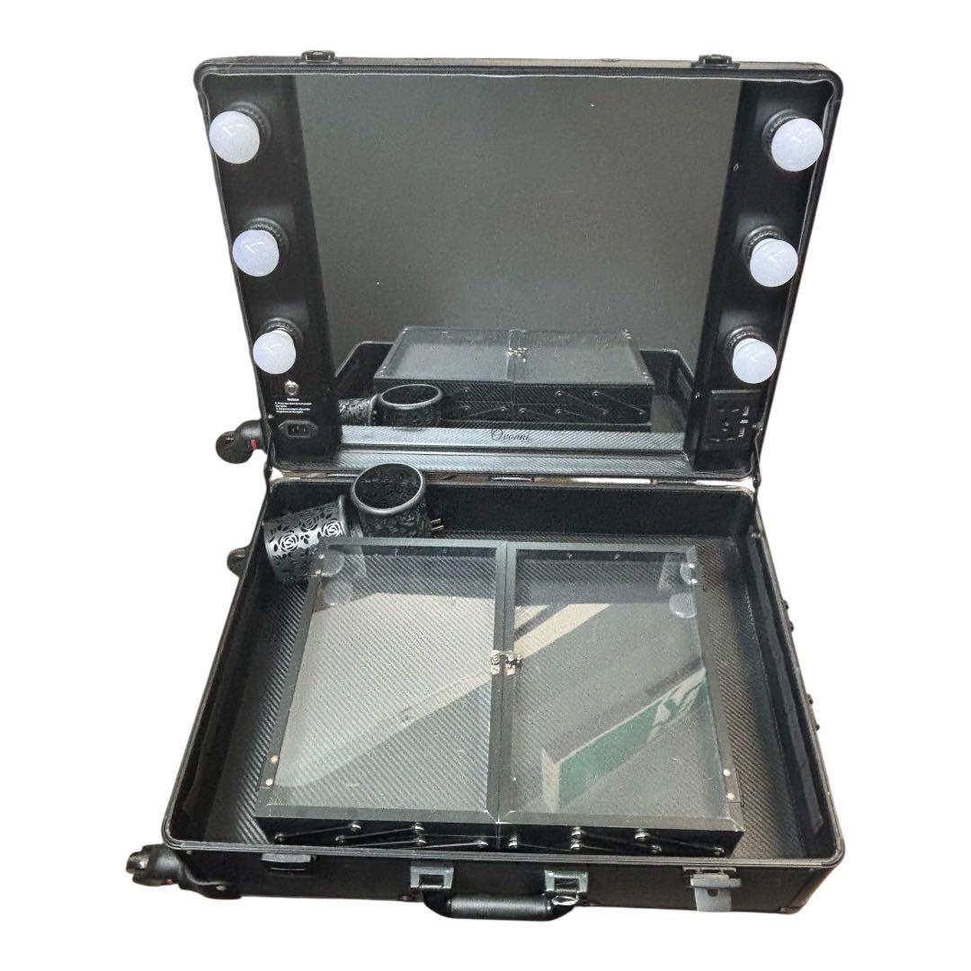 LEDライト、鏡付き、プロ用メイクボックス キャリーケースタイプ