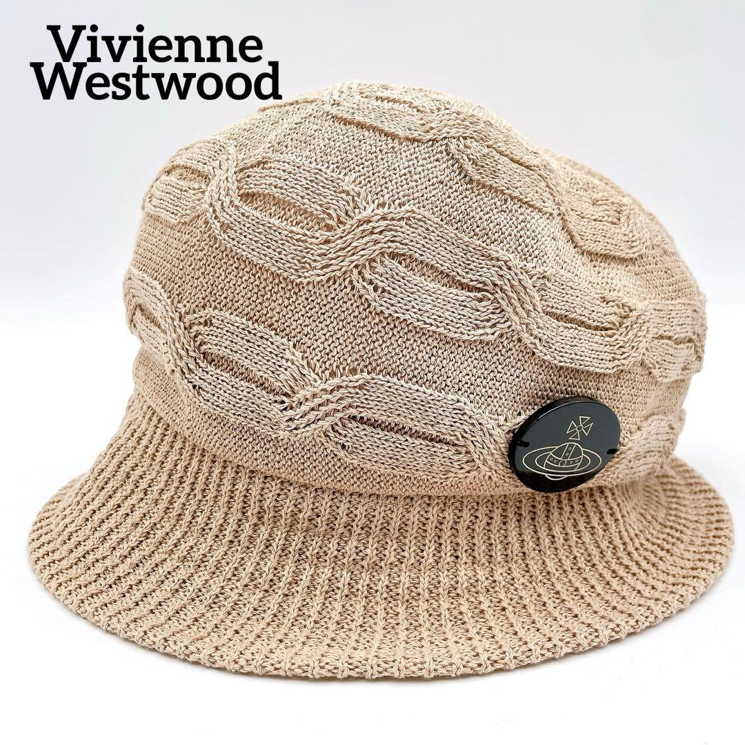 希少✨【ヴィヴィアンウエストウッド 】キャスケット ベージュハットロゴプレート
