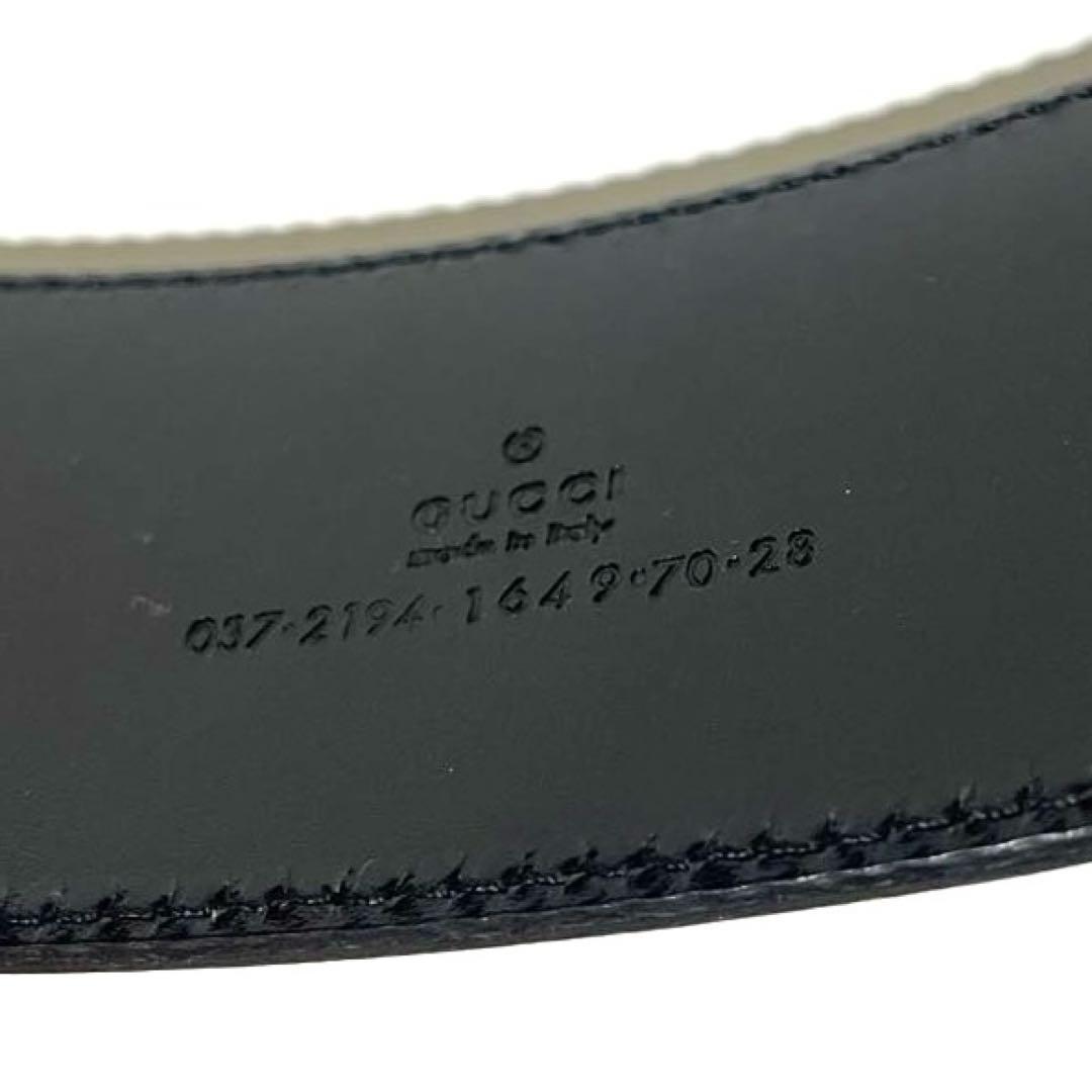 グッチ レザーベルト シルバーバックル スムースカーフ ブラック（90）