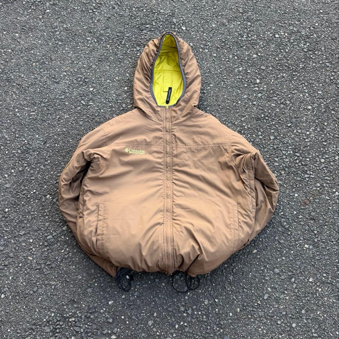 コロンビア hooded puffer jacket テック イエロー ブラウン