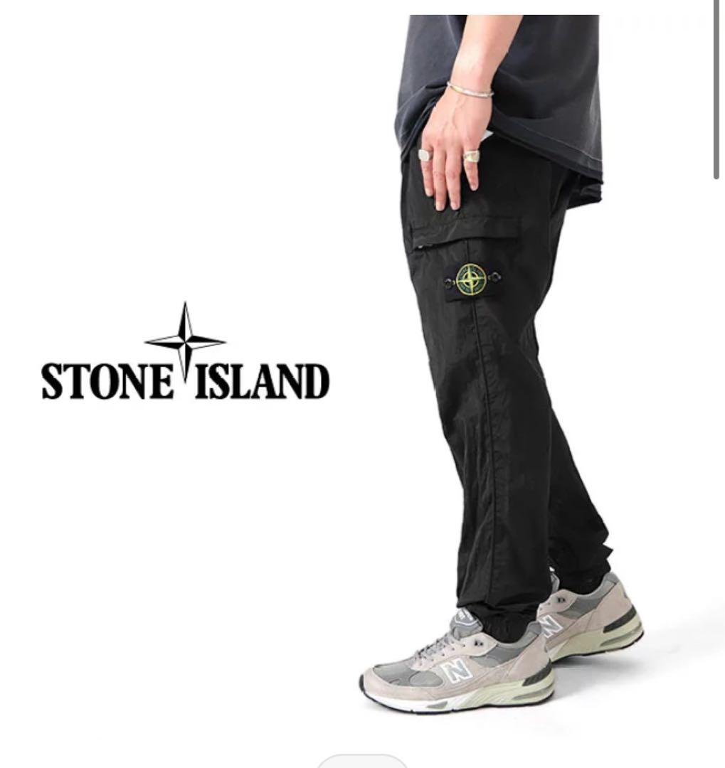 【未使用】ストーンアイランド ナイロンメタルパンツ ブラック 32