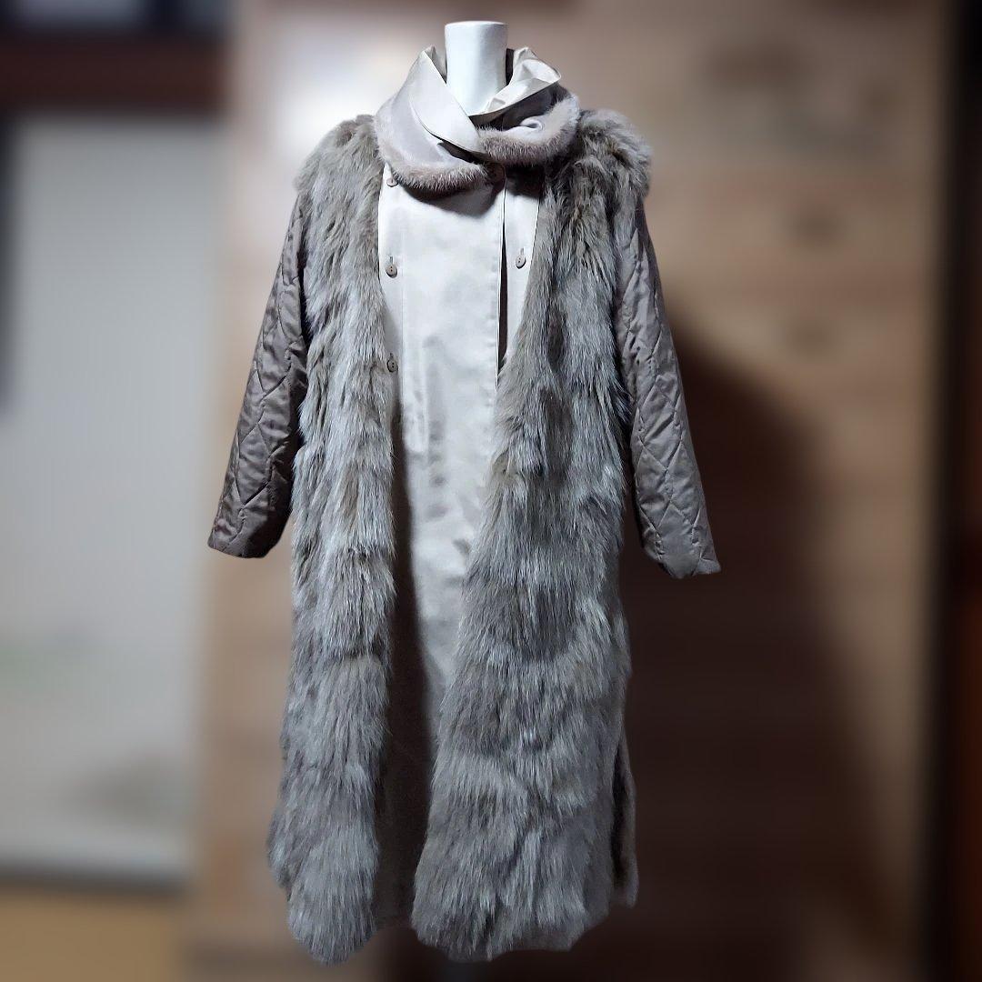 ミンク襟フォックスライナーシルク100%コートKIMIJIMA*えりか*