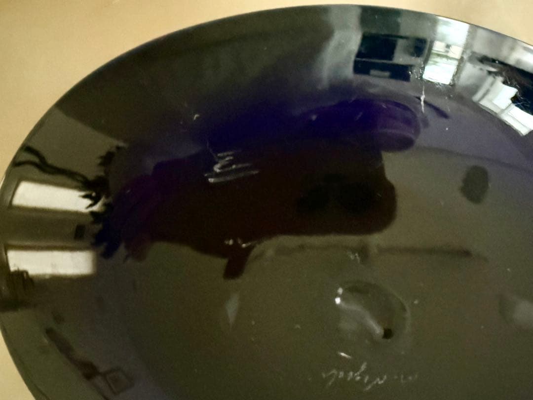 ノグチミエコ　ダークブルー楕円形プレート 約20cm x 14.5cm