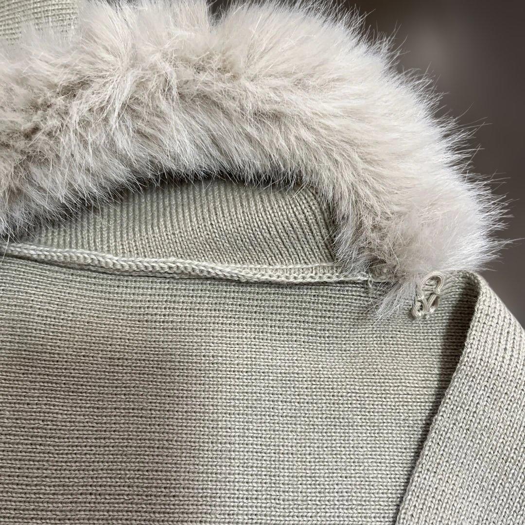 エムズグレイシー フード付きポンチョ ファー ベージュ ストール フードマフラー