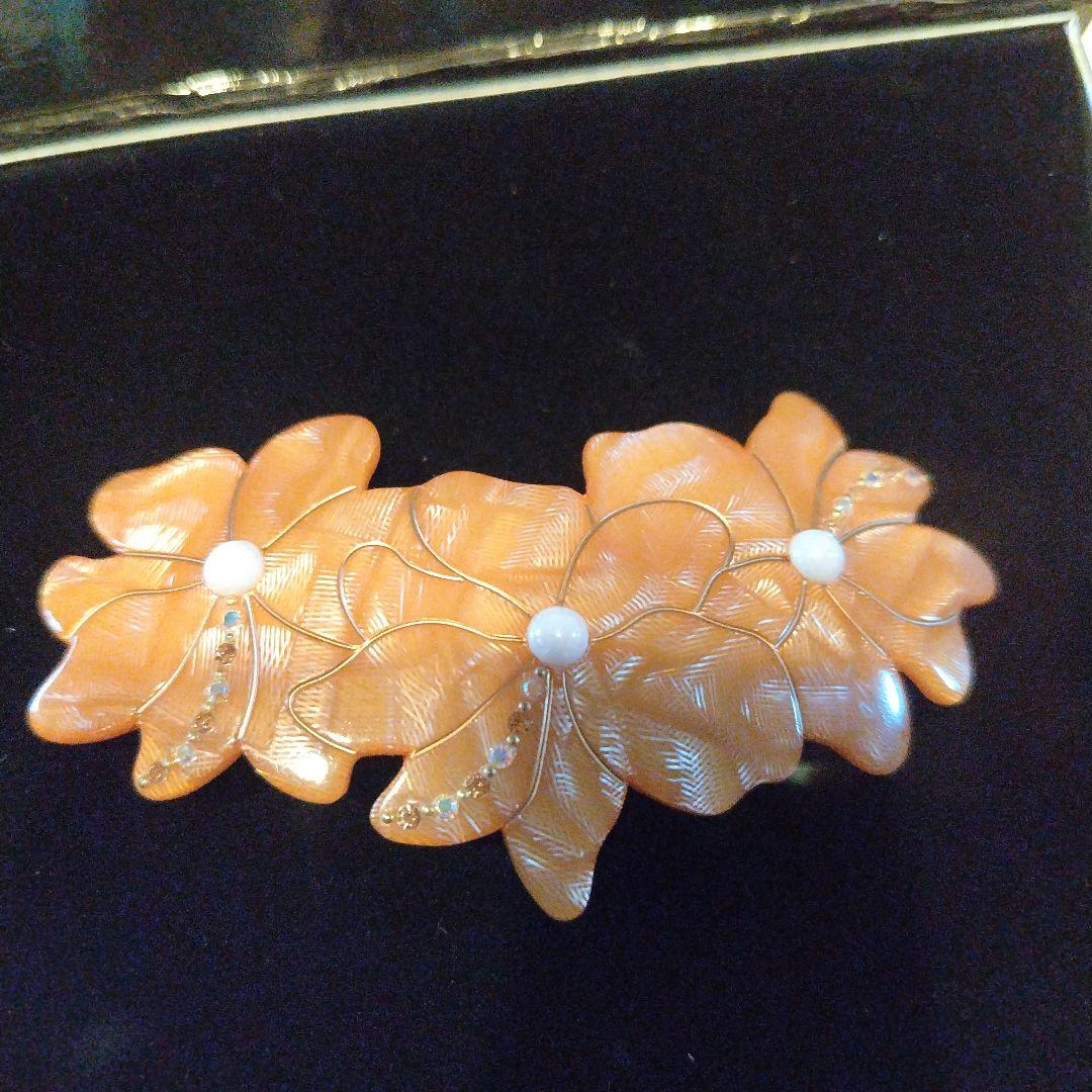 ⑬imac ビンテージオレンジ花モチーフヘアクリップ