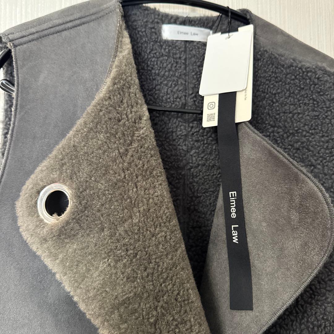 Elmee Law グレー バイカラーボアベスト