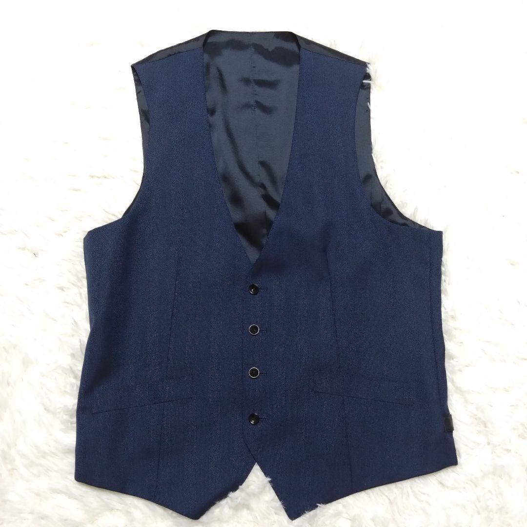 美品 スーツセレクト スリーピーススーツ セットアップ ネイビー L相当