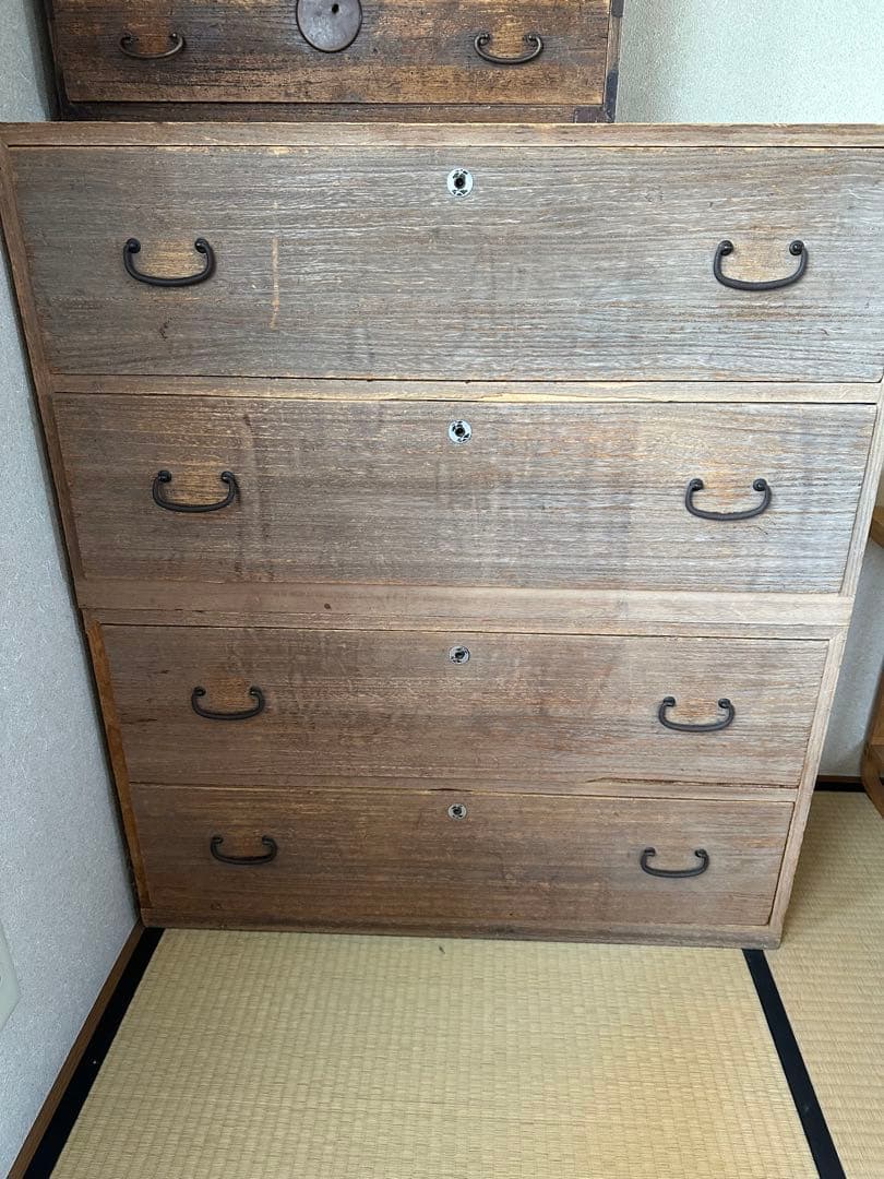 木製4段チェスト 木製4段箪笥 桐箪笥 大正 桐ダンス 昭和 時代箪笥