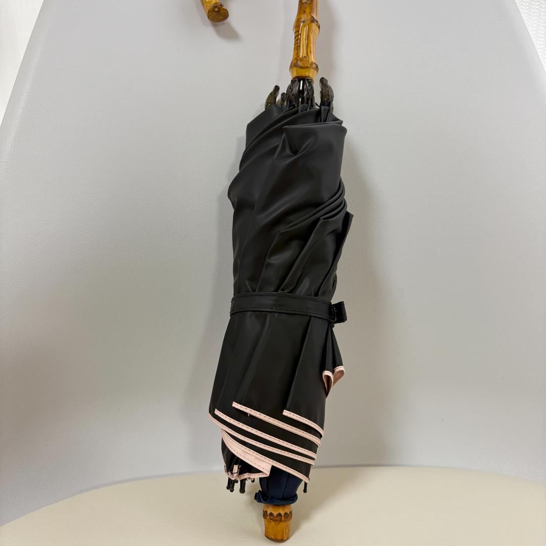 【未使用】ビシェリ　日傘　完全遮光　2段折りたたみ傘　ネイビー ピンク