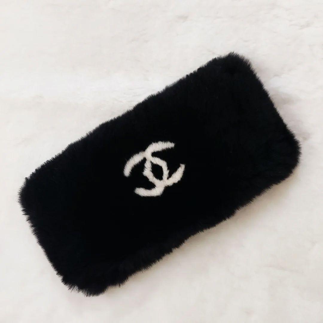 【美品】CHANEL　ラパンブレスレット　リストバンド　ラビットファー　ブラック