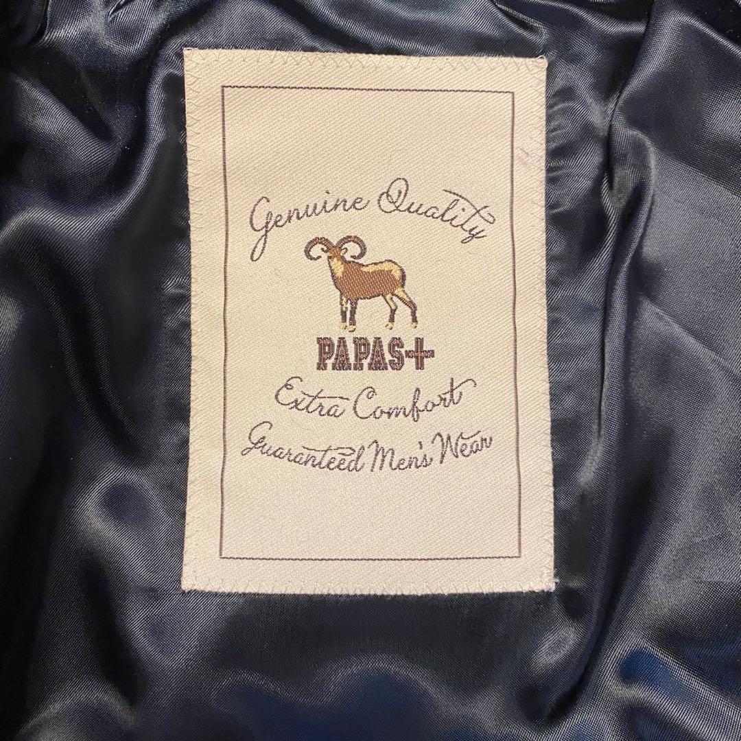 PAPAS＋パパス ダッフルコート L ブラック　レザー切り替え