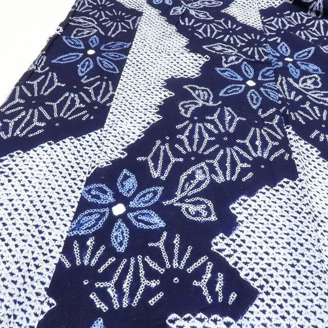 専用Y3487◆有松鳴海絞り 居敷当て付 手縫い仕立て ワイドサイズ 高級浴衣