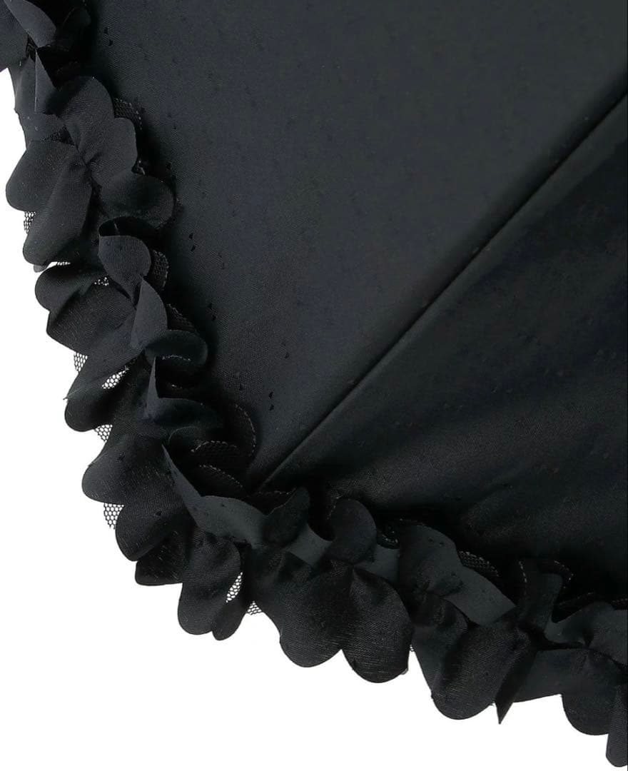 【新品】ランバンオンブルー　日傘　ドビーフリル　楽折　折りたたみ　晴雨兼用　黒