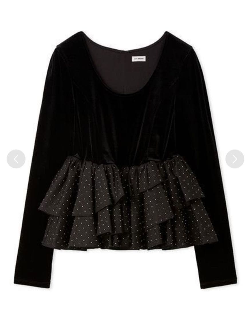 lilybrown ベロアペプラムフリルトップス