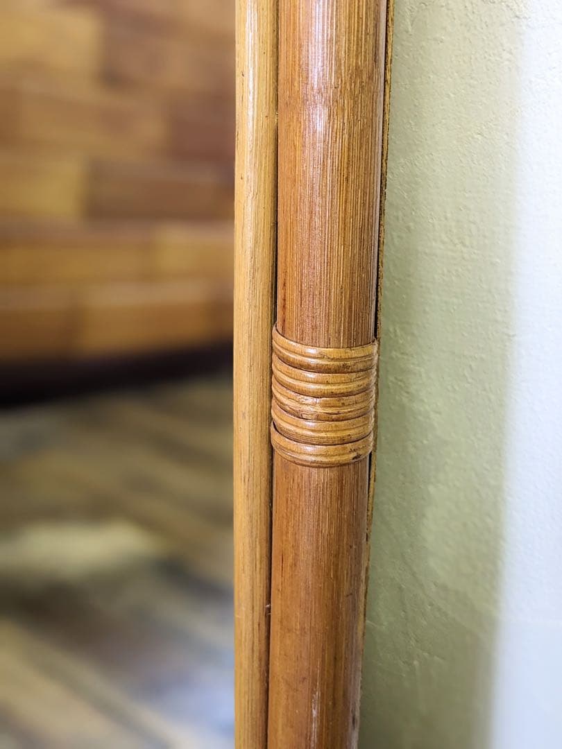 アーチ型ラタンスタンドミラー 大型