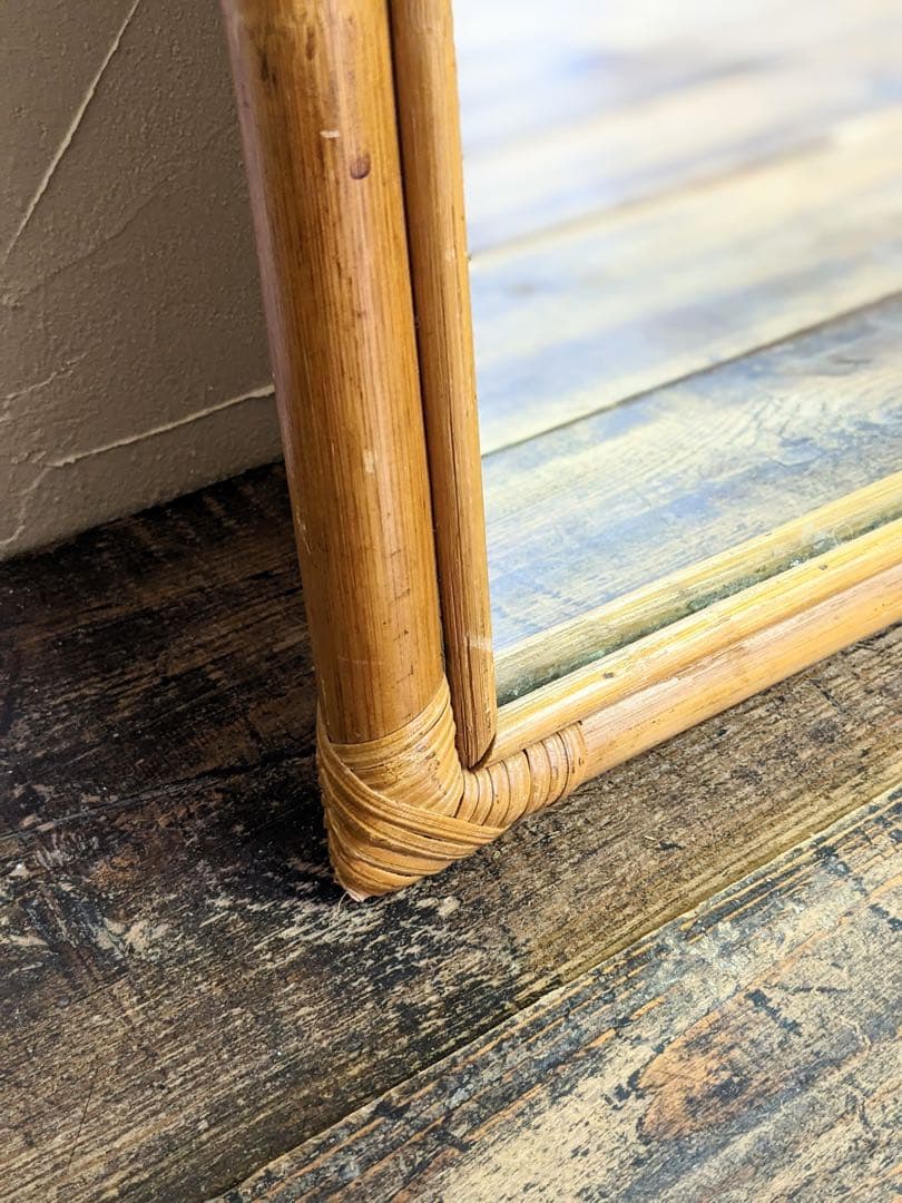 アーチ型ラタンスタンドミラー 大型