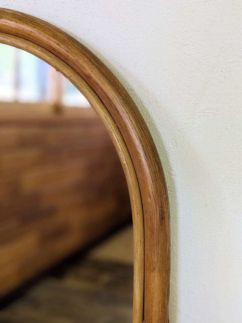 アーチ型ラタンスタンドミラー 大型