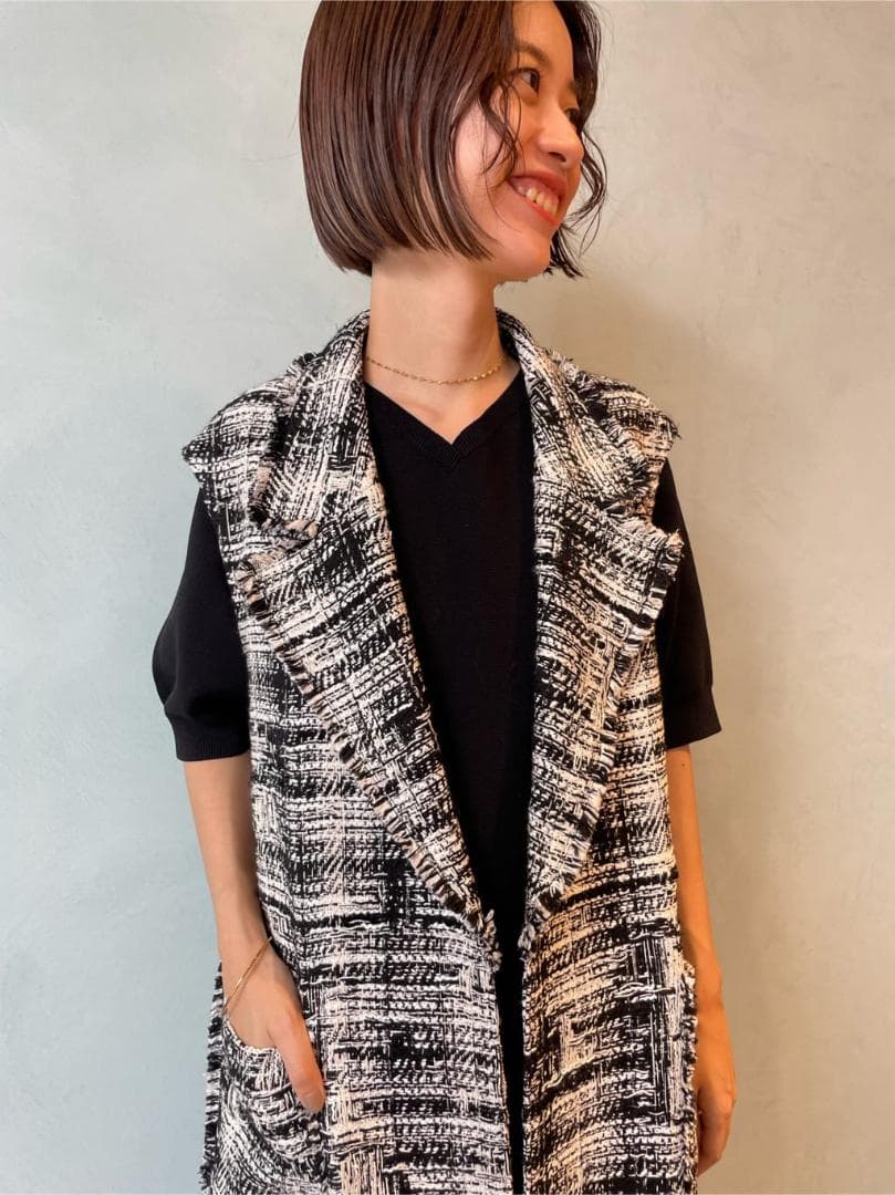 いつでも笑顔TOMORROWLAND モノワイルドツイード ロングジレ