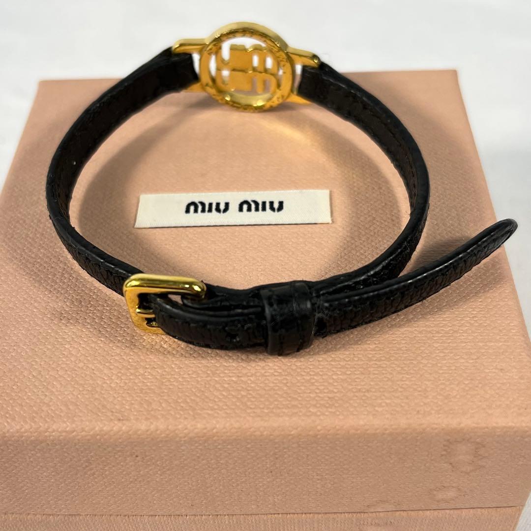miu miuミュウミュウ　マドラスレザーブレスレット ブラック