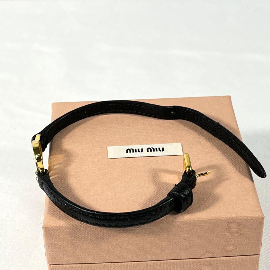 miu miuミュウミュウ　マドラスレザーブレスレット ブラック