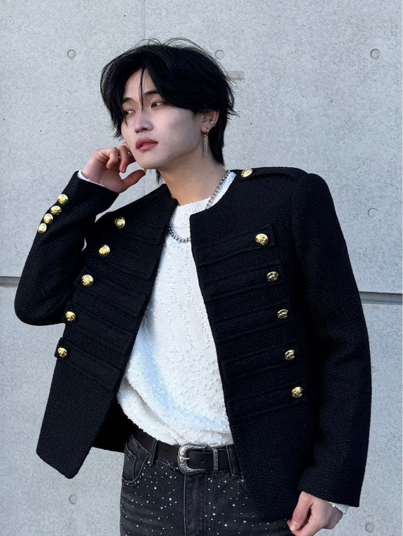 ALUDE SELECT design tweed jacket ブラック　L