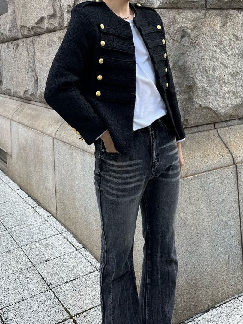 ALUDE SELECT design tweed jacket ブラック　L