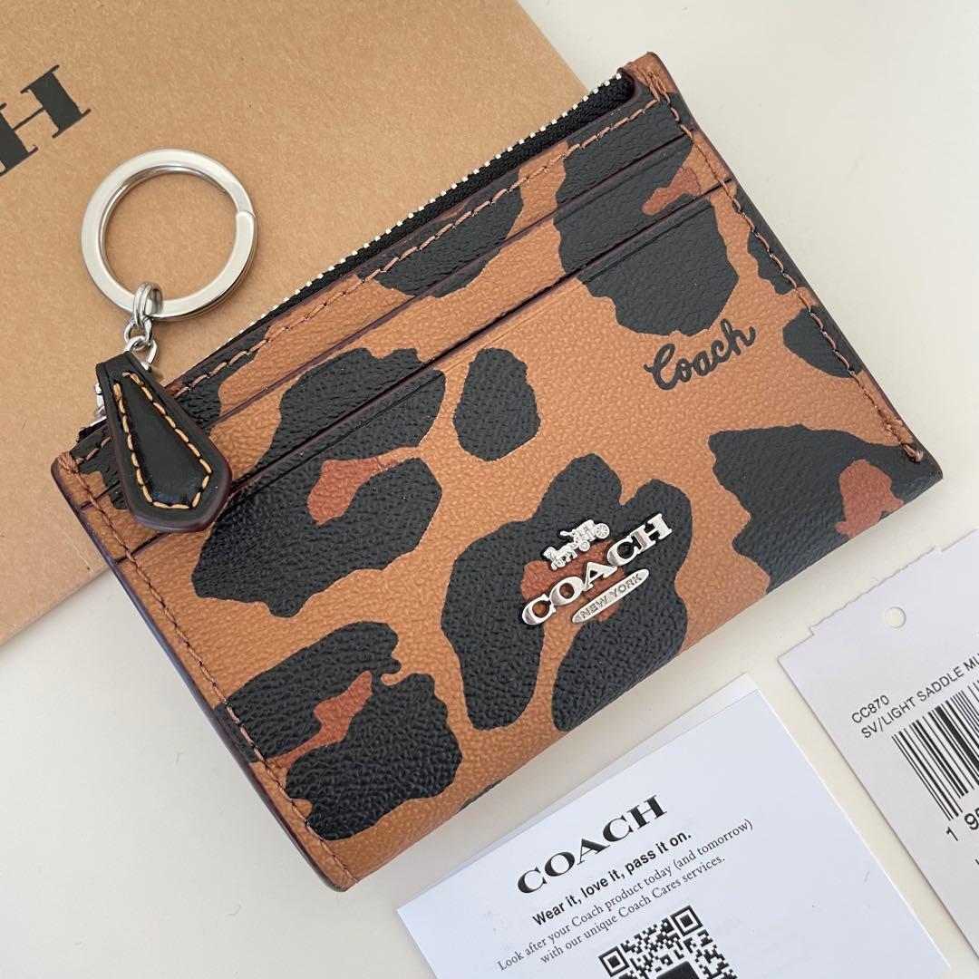 COACH コーチ　ケース ブラウン　豹柄　小銭入れ財布　レオパード