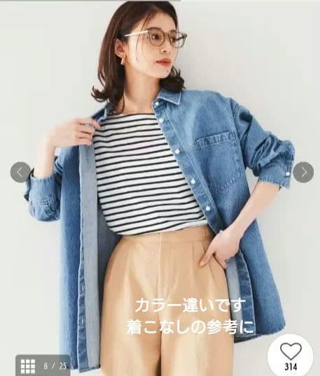 新品今期アンタイトル/パール調ボタンヴ ィンテージオーバーデニムシャツ