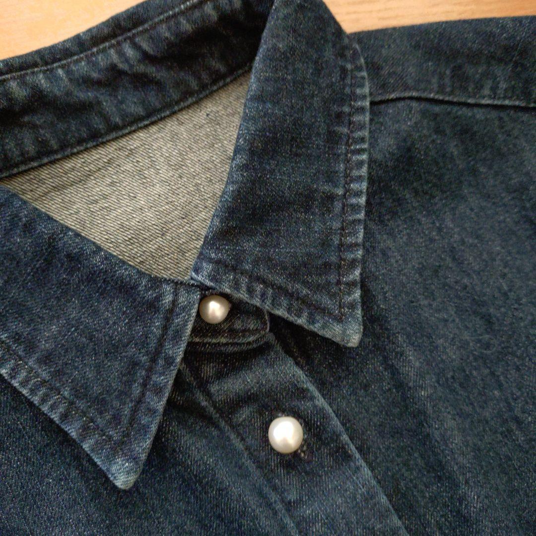 新品今期アンタイトル/パール調ボタンヴ ィンテージオーバーデニムシャツ
