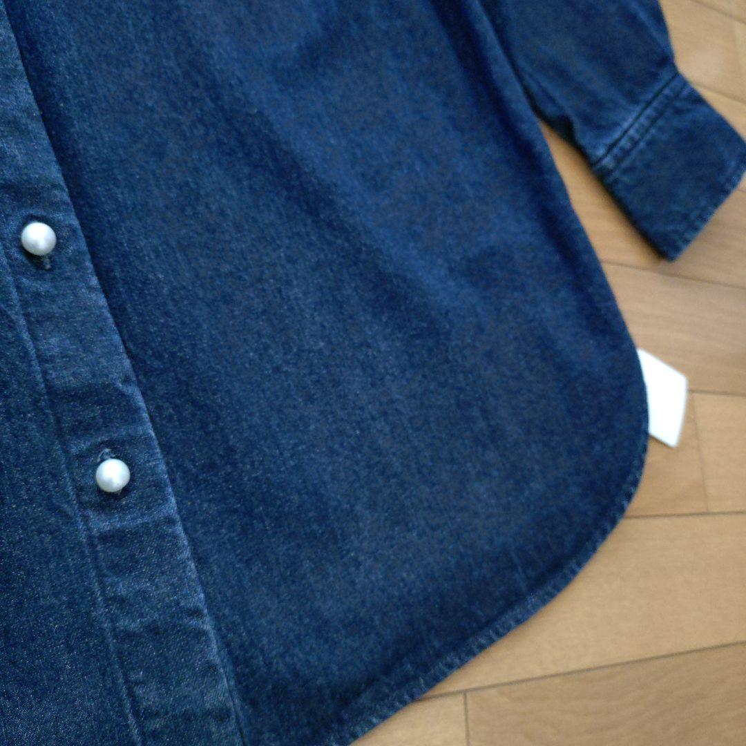 新品今期アンタイトル/パール調ボタンヴ ィンテージオーバーデニムシャツ