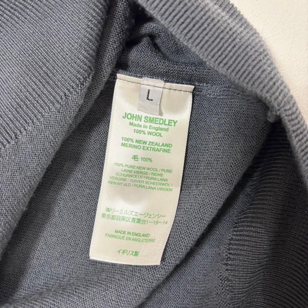 ジョンスメドレー×ユナイテッドアローズ メリノウール ニットポロシャツ グレーL