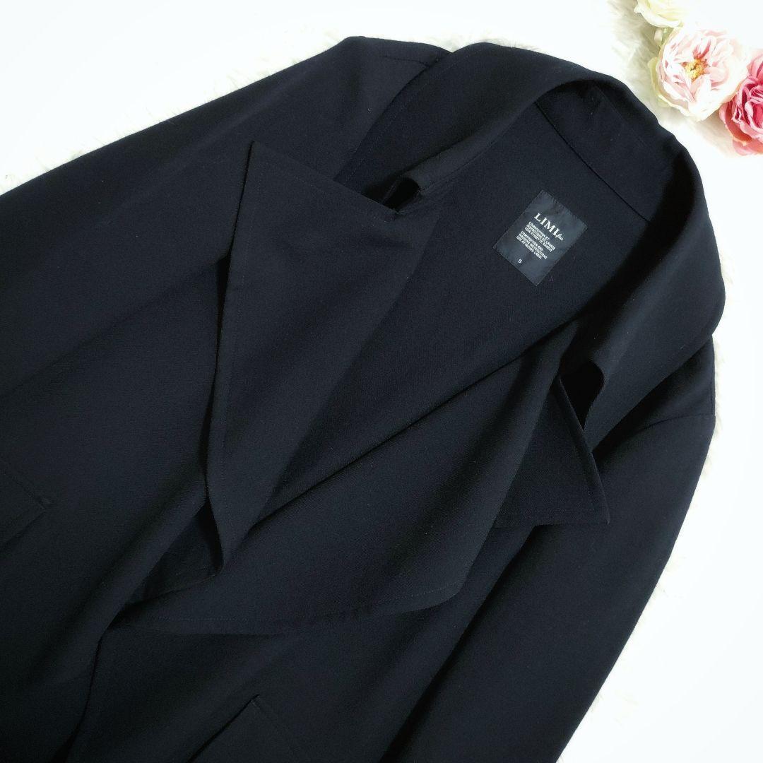 リミフゥ　ジャケット　オープンフロント ウール　ドレープ　濃紺