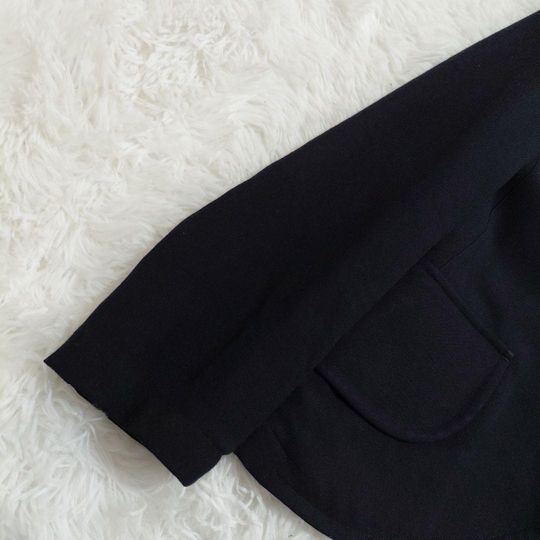 リミフゥ　ジャケット　オープンフロント ウール　ドレープ　濃紺