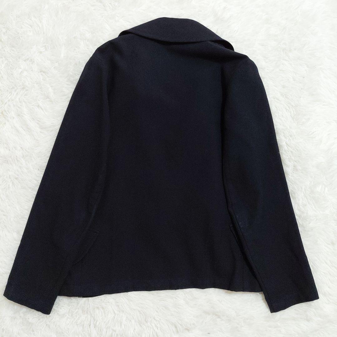 リミフゥ　ジャケット　オープンフロント ウール　ドレープ　濃紺