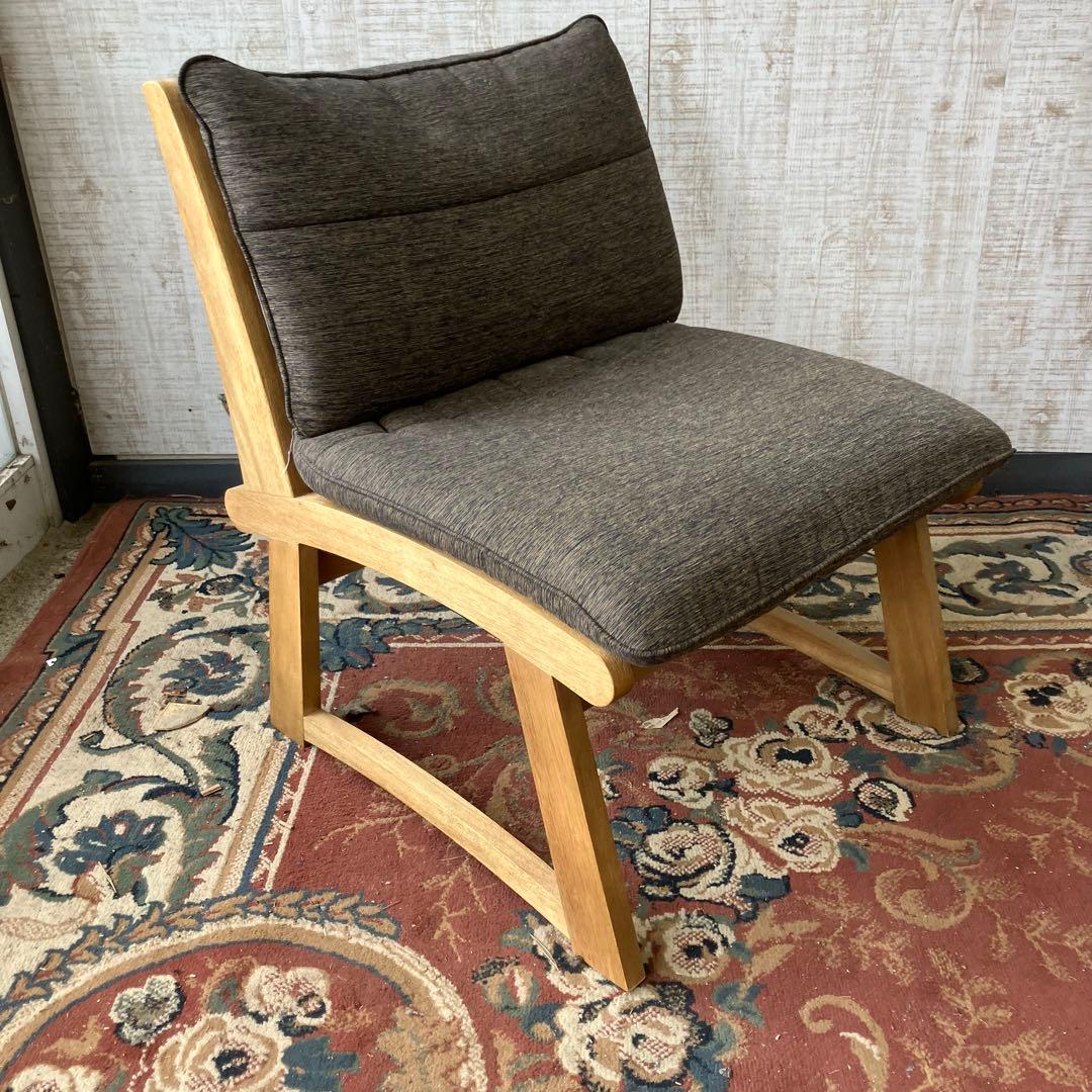 ① 北欧レトロ ミキモク 雅 木製フレーム アームレスチェア 一人掛けソファー